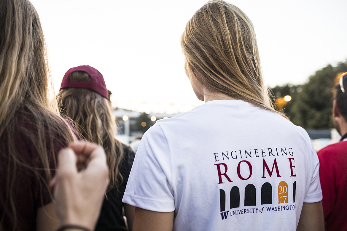 Sophomore Rebecca Lilliquist wears an Engineering Rome T-shirt. 